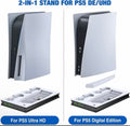 Base Multifuncional com Ventoinha de Refrigeração para PS5 1 GERAÇÃO – Base de Carregamento para 2 Comandos com Luz LED – Acessório Gaming Tudo-em-Um